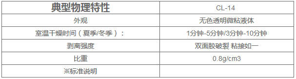 CL-14硅膠背膠水典型物理特性